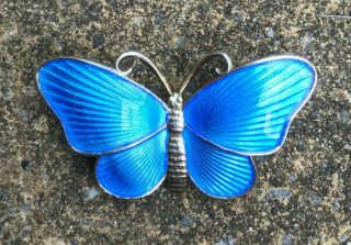 Vintage.  925 Sterling Silver Norway Enamel Ivar T.  Holth Butterfly Brooch (4g)