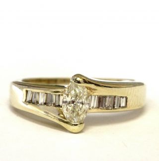 14k Yellow Gold.  54ct Marquise Diamond Engagement Ring 4.  9g Vintage Estate