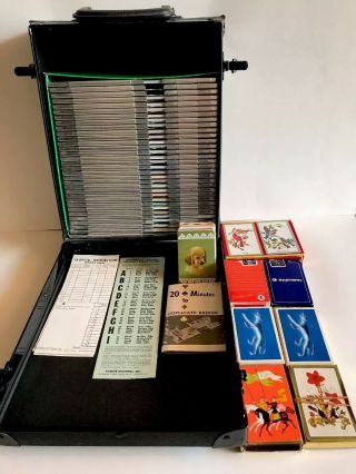 Vintage 1 - 32 J - R Official Aluminum Duplicate Bridge Board Set,  Cards,  Case,  Info