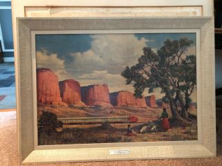 Vintage Train Poster Santa Fe Red Cliffs Of Mexico By Heinze 1955