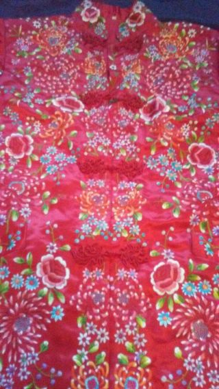 Heavily Embroidered Chinese Silk Robe Vintage Coat Never Worn W/tag Exquisite