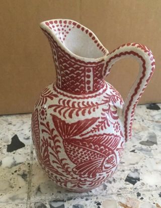 Rare Delft.  De Porceleyne Fles Rood Craquele (red Crackle) Dutch Pitcher Fish