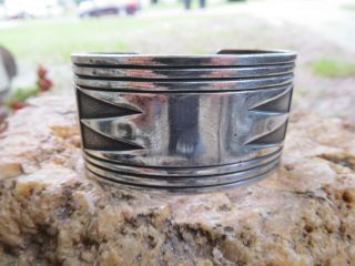 Fab Estate Vintage Native American Navajo Large Sterling Silver Cuff Bracelet