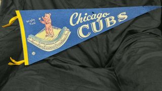 Vintage Felt Chicago Cubs Mlb Baseball Wrigley Field Pennant (r46)