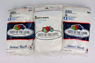 9 Pairs Vintage Fruit Of The Loom Briefs Underwear 34 Cotton 1989 1978 Usa Nos