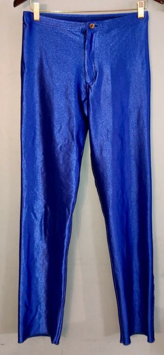 Frederick’s Of Hollywood Blue Spandex Disco Pants 1970s 1980s Rare Larger Size 3