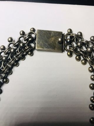 Large Rare Vintage Mexican Sterling Silver Bead Chain Necklace 18 inches 152.  0g 3