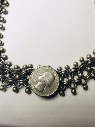 Large Rare Vintage Mexican Sterling Silver Bead Chain Necklace 18 inches 152.  0g 6