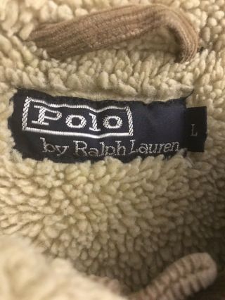 Vintage Polo by Ralph Lauren Corduroy Sherpa Lined Jacket Tan Mens Size Large 3