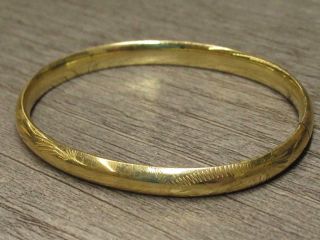Vtg 14k Yellow Gold Jewelry Childs Small Etched Victorian Hinged Bracelet Rine