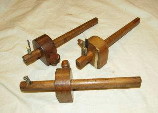 3 Old Wooden Cutting Gauges Vintage Tools Woodworking Tools