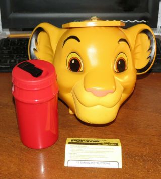 Vtg Disney Aladdin Lion King Simba Head Lunch Box W/thermos - W/o Tag