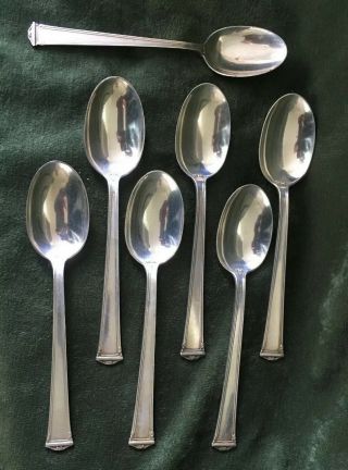 7 Vintage J.  S.  Co.  Sterling Silver 6 Teaspoons 5 5/8” & 1 Demitasse Spoon 5 1/8