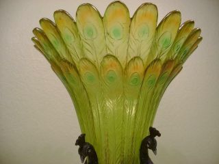 Vintage Resin Grand Plumage Peacock Sculptural Vase 3