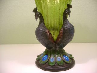 Vintage Resin Grand Plumage Peacock Sculptural Vase 6