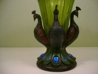 Vintage Resin Grand Plumage Peacock Sculptural Vase 7