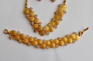 Magnificent 3 Piece SET Vintage PENNINO Costume Jewelry Choker,  Bracelet,  Ears 2