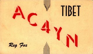 Ac4yn Reg Fox Tibet 1947 Vintage Ham Radio Qsl Card