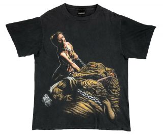 Vintage Star Wars T Shirt Jabba The Hutt Princess Leia Mens Large 80s 90s Tee