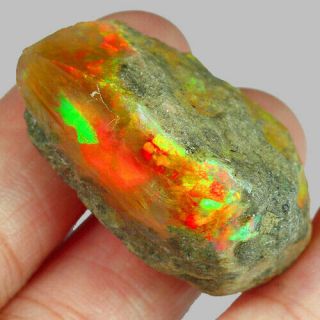 83.  8Ct Natural Ethiopian Crystal Black Opal Play Of Color Rough Specimen MYSg671 2