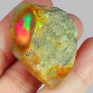 83.  8Ct Natural Ethiopian Crystal Black Opal Play Of Color Rough Specimen MYSg671 3