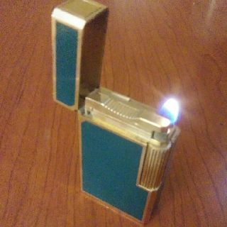 S T Dupont Gatsby Laque De Chine Green N Gold Vintage Lighter Refillable.