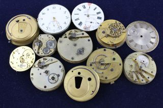 10 X Antique / Vintage Pocket & Fob Watch Movements Inc.  Payne London Fusee Pair