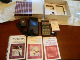 HP 38C vintage LED Calculator w All Books,  Power Supply,  Battery, 2