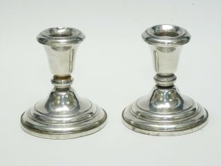 Frank M Whiting 2001 Weighted Sterling Silver Candlesticks 3.  75 "