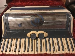 Vintage Bernelli Accordion Italy BLUE PEARLIZED In Case L@@k 2