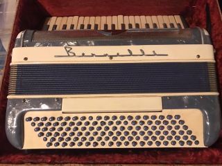 Vintage Bernelli Accordion Italy BLUE PEARLIZED In Case L@@k 4