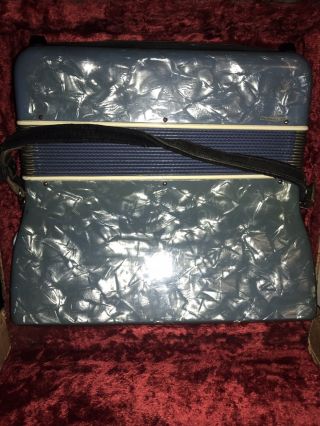Vintage Bernelli Accordion Italy BLUE PEARLIZED In Case L@@k 6