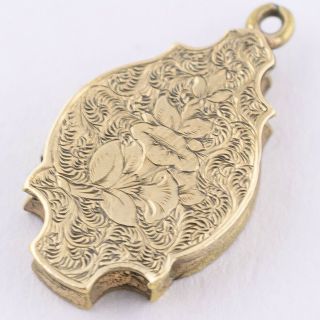 Antique Victorian Gold Filled Gf Etched Double Sided Locket Pendant