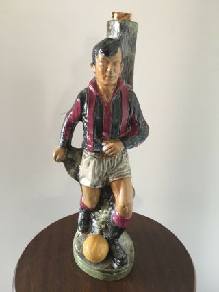 Vintage Italian Hand Painted Wine Decanter Millan Soccer Player Riprod Vietata