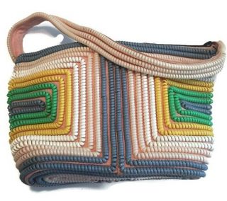 Vintage 40s - 50s Telephone Cord Purse Rare Colors Pink Blue Green White Yellow