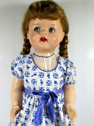 Ideal Saucy Walker 22 " Vintage Hard Plastic Doll In Blue Dress Flirty Eyes