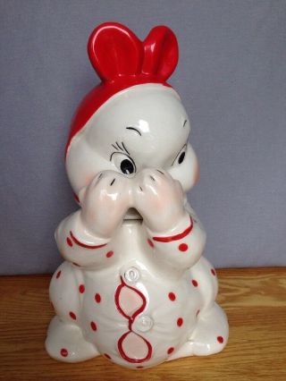 Peek A Boo Bunny Vtg Cookie Jar By Van Tellingen,  Rare Collectors Item