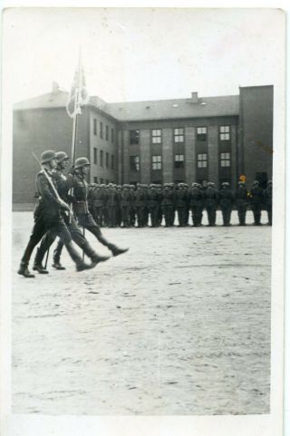 Photo Ww2 German Troops Appeal,  Postcard Format Wwii 501