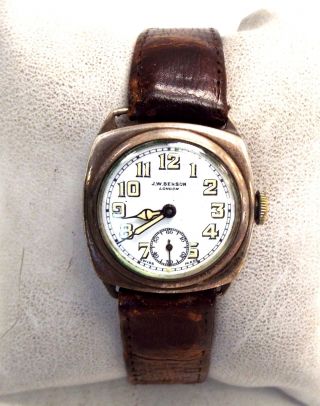 Vintage J.  W.  Benson London Leather Strapped Mechanical Wristwatch - N13