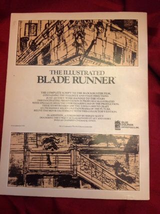 The Illustrated Blade Runner The Complete Screenplay RARE 1st Ed 1982 Paperback 8
