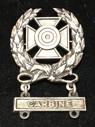 Marksmanship Qualification Badge For Carbine From The Us Military Sterling 925