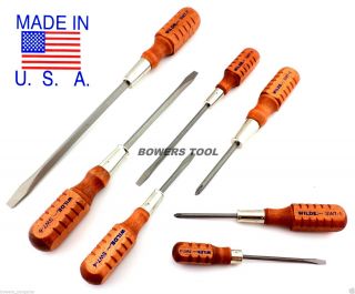 Wilde Tools 7pc Vintage Style Wood Handle Screwdriver Set Made In Usa Wooden