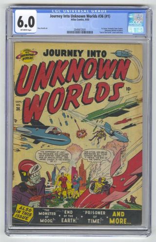 Journey Into Unknown Worlds 36 (1) Cgc 6.  0 Vintage Marvel Atlas 1st Issue Teen