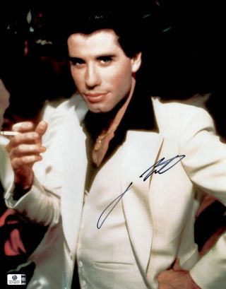 John Travolta Signed Autograph 11x14 Photo Saturday Night Fever Vintage Gv749191
