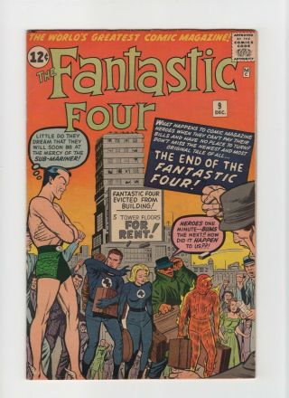 Fantastic Four 9 Fn 6.  0 Vintage Marvel Comic Ff Evicted Sub - Mariner App 12c