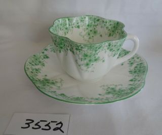 Vintage Shelley Cup & Saucer Rare Dainty Green Cup & Saucer