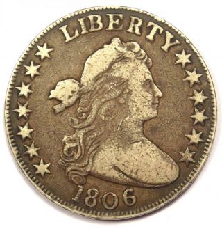 1806 Draped Bust Half Dollar 50c - Fine / Vf Detail - Rare Early Coin
