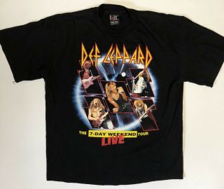 Def Leppard Vintage 90’s 7 Day Weekend Tour Shirt Tee Size Xl Giant Tag Rock Mtv