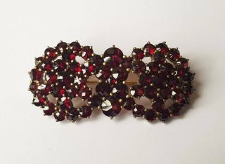 ANTIQUE VICTORIAN ROSE CUT BOHEMIAN GARNET BROOCH 2