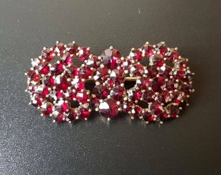 ANTIQUE VICTORIAN ROSE CUT BOHEMIAN GARNET BROOCH 5